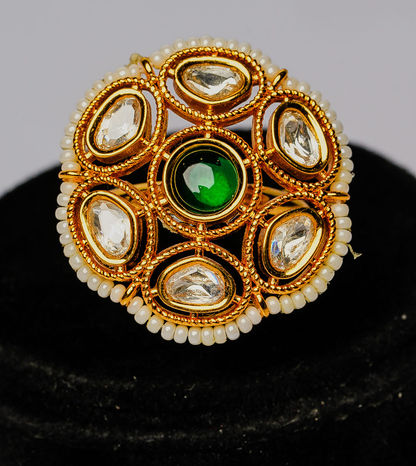 Cocktail Green Pearl Women Ring