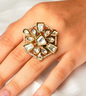 Dual Tone Handcrafted Ring - 24k Gold Plated Women Ring | The Jewellery Vault