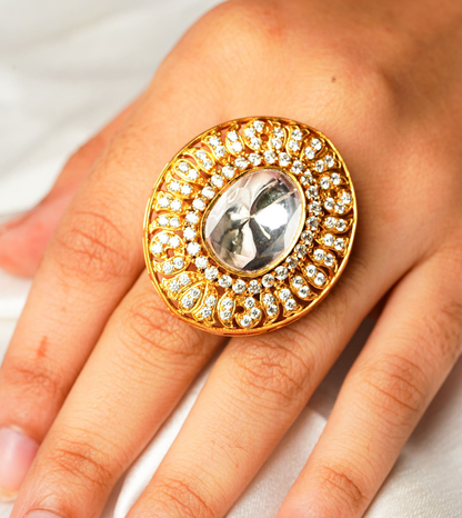 Millie Floral Banded Ring - 24k Gold Plated Women Ring | The Jewellery Vault