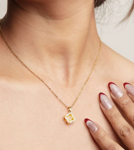 Fresh Fern Magnolia Pendant - 24k Gold Plated Charms & Pendants | The Jewellery Vault