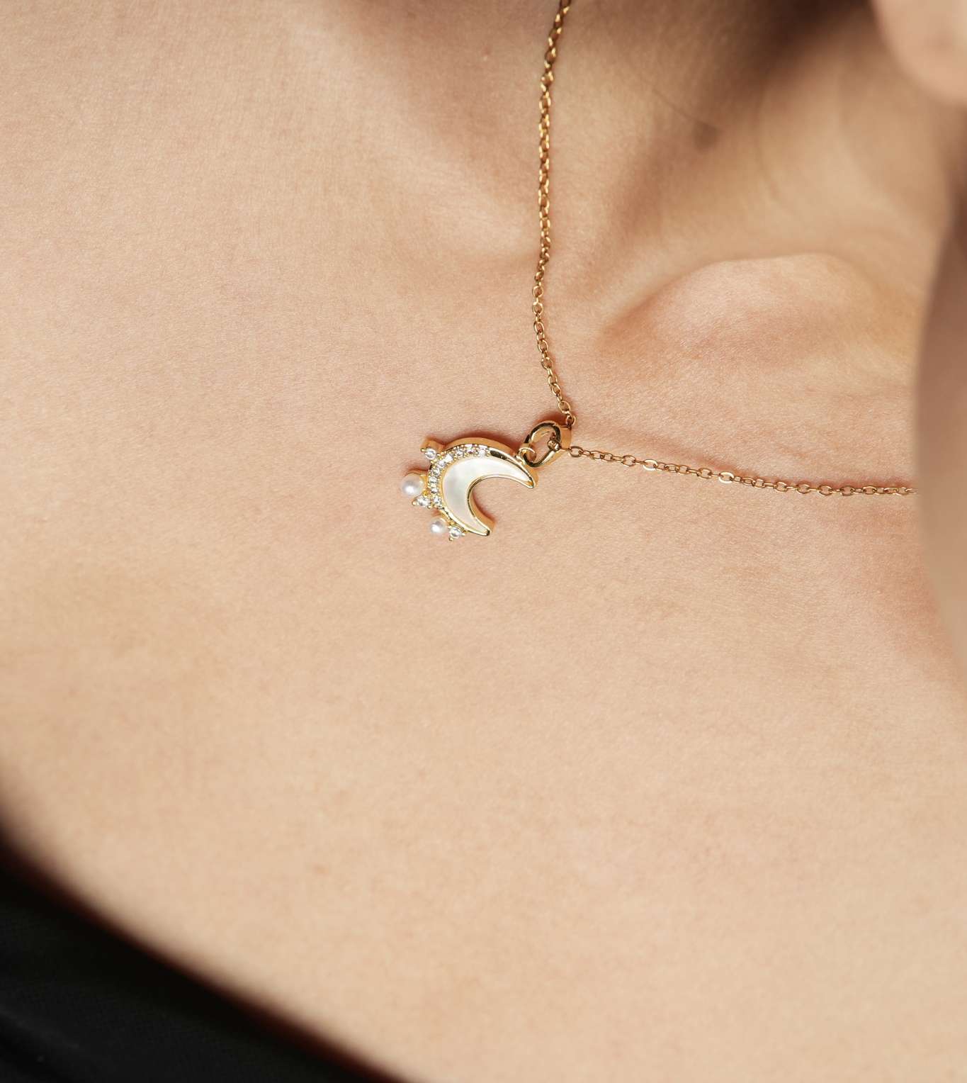 Valentine's Day Locked In Moon Pendant - 24k Gold Plated Charms & Pendants | The Jewellery Vault