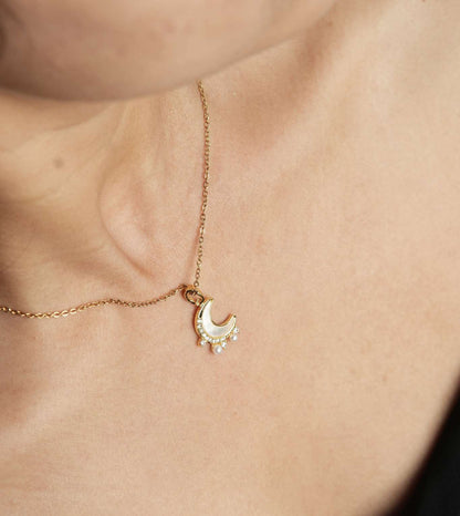 Valentine's Day Locked In Moon Pendant - 24k Gold Plated Charms & Pendants | The Jewellery Vault