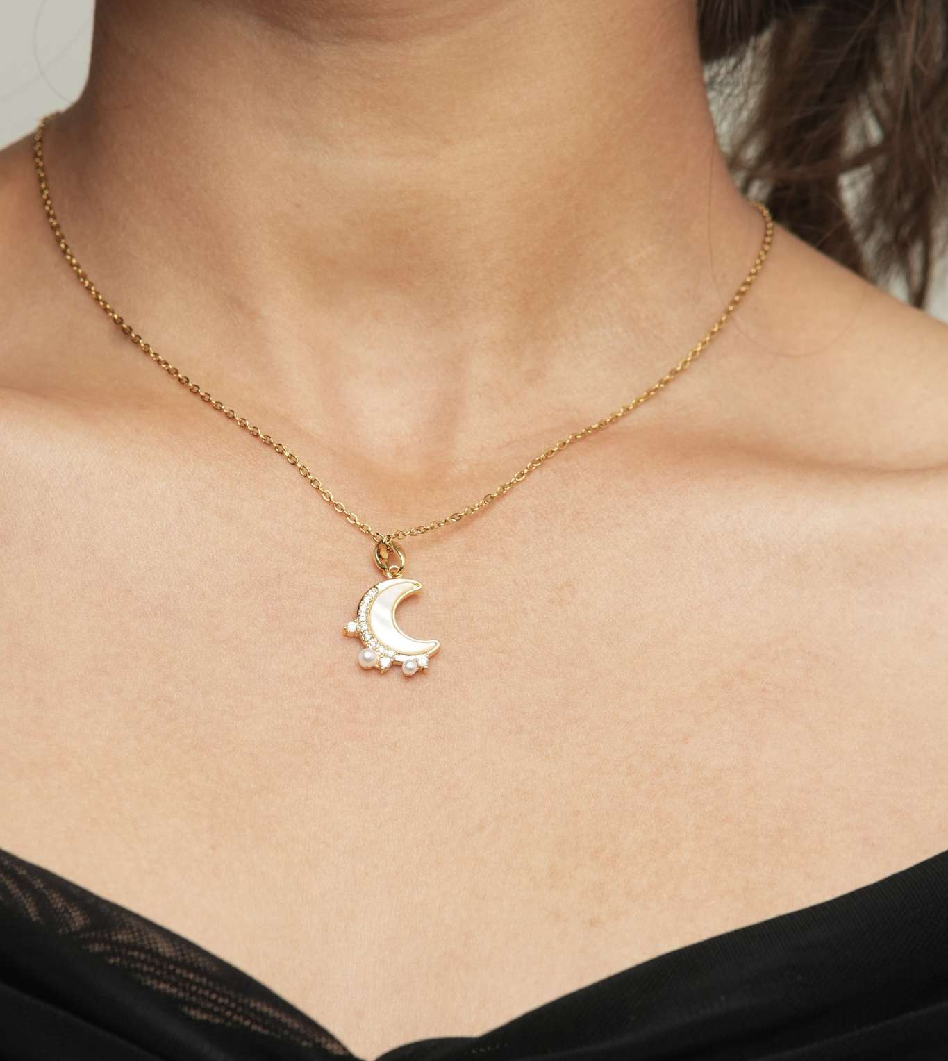 Valentine's Day Locked In Moon Pendant - 24k Gold Plated Charms & Pendants | The Jewellery Vault