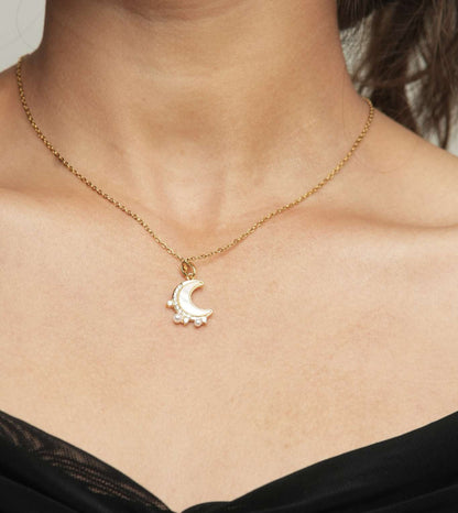 Valentine's Day Locked In Moon Pendant - 24k Gold Plated Charms & Pendants | The Jewellery Vault
