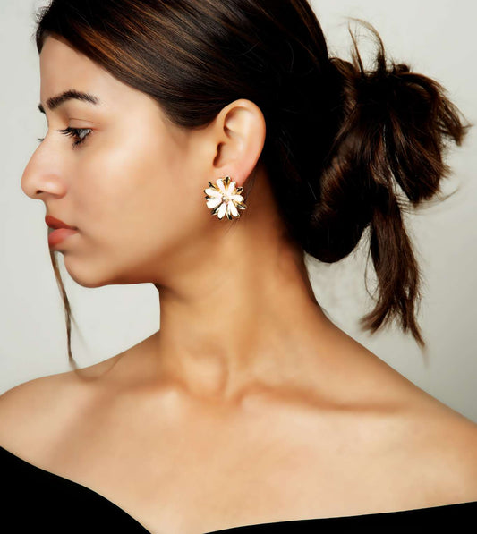 The Life in Bloom Flower Earrings - 24k Gold Plated earring | The Jewellery Vault
