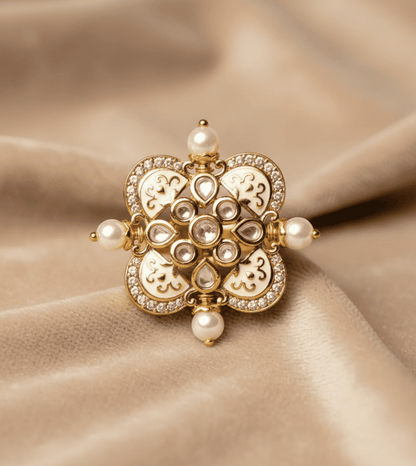 Beautiful Square Design Women Ring - 24k Gold Plated Women Ring | The Jewellery Vault
