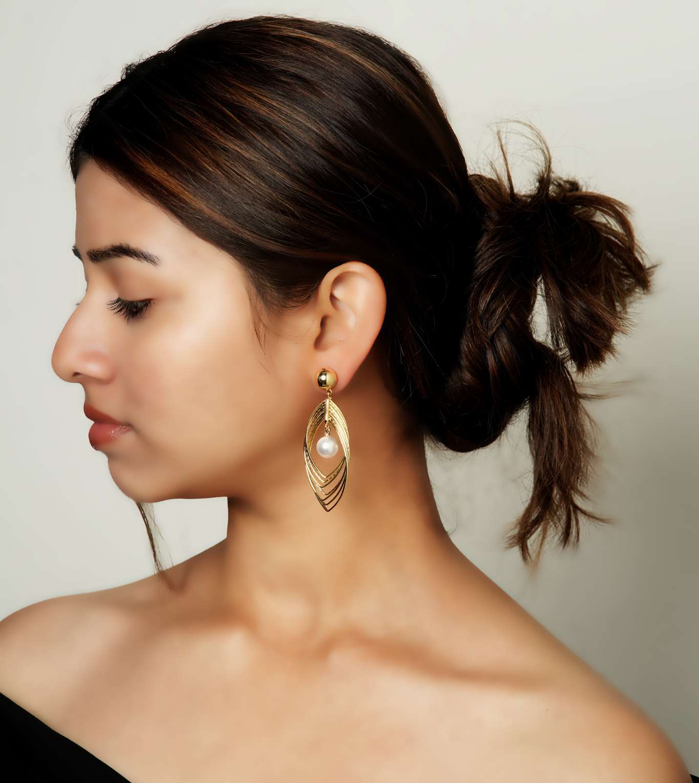 Crystal Draped Dangler Earrings - 24k Gold Plated Charms & Pendants | The Jewellery Vault