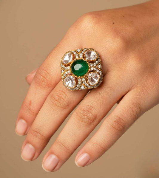Green American Zirconia White Ring