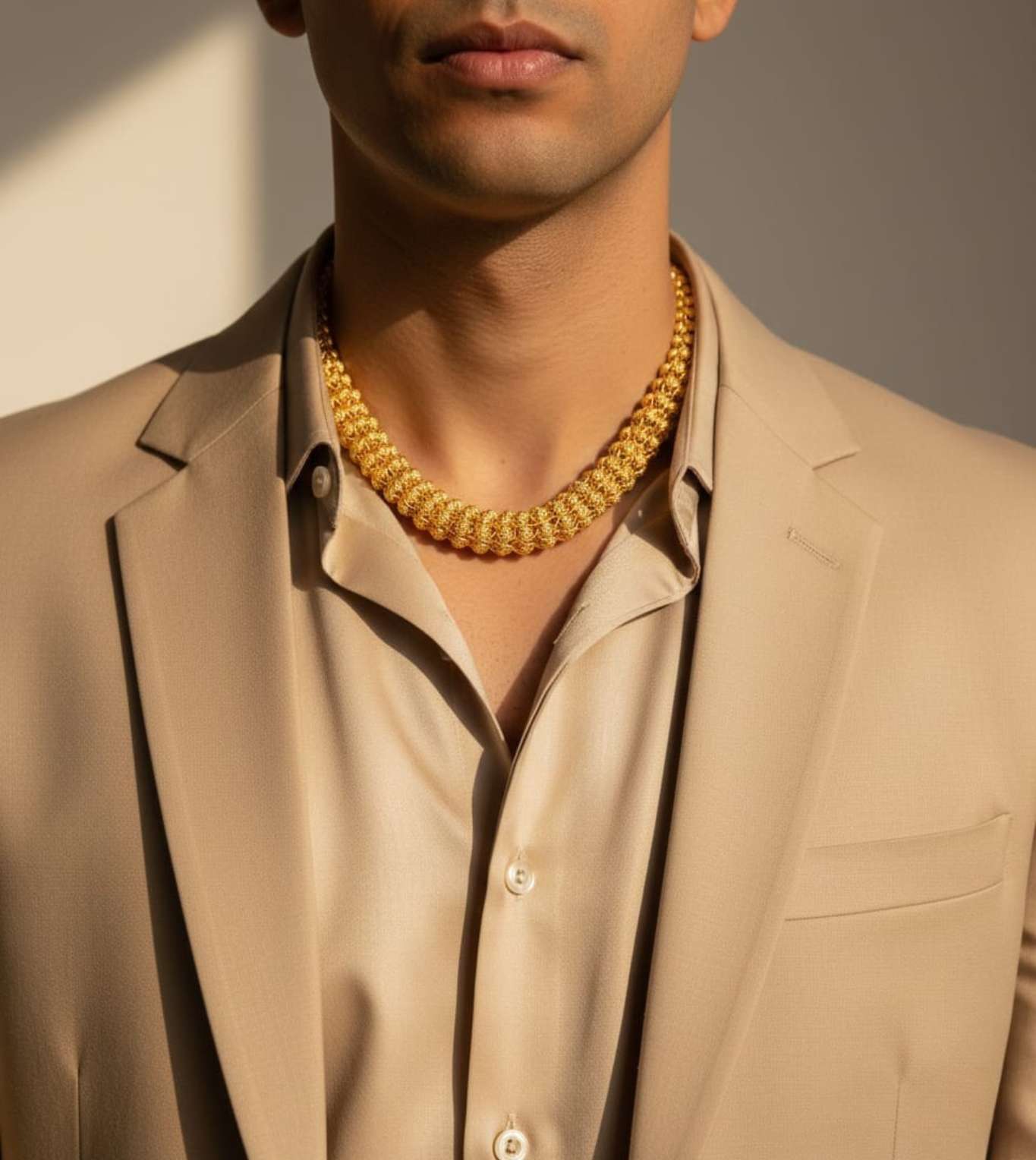 Golden bead heavy 24K gold plated chain - 24k Gold Plated 1 Gram Gold Jewelry | The Jewellery Vault