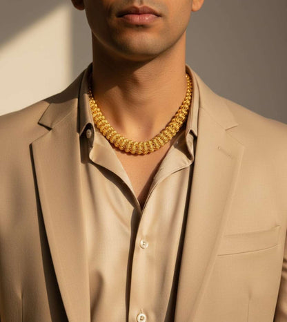 Golden bead heavy 24K gold plated chain - 24k Gold Plated 1 Gram Gold Jewelry | The Jewellery Vault