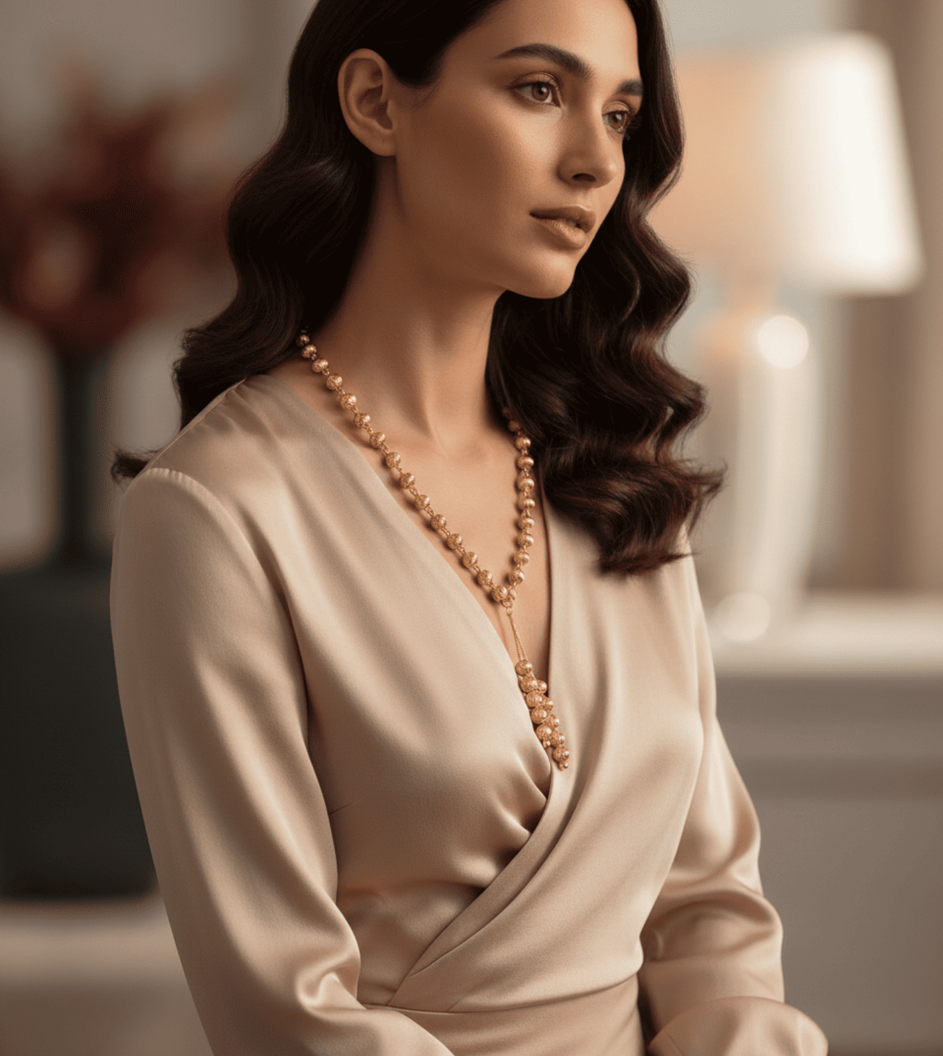 T-shape 24Kt Gold Plated Moti Mala Ladies